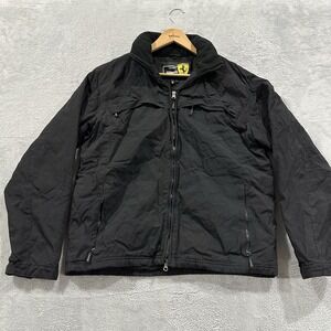 Ferrari Jacket Men's Large Zip Pockets Padded Bomber Black Retro Classic